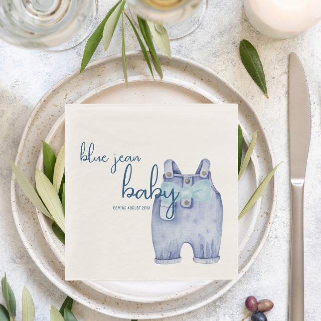 Blue Jean Baby Shower Tableware | Denim Overalls Napkins (Creator Uploaded)