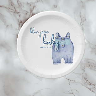 Blue Jean Baby Shower Tableware Denim Overalls Paper Plates