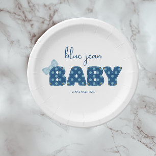 Blue Jean Baby Shower Tableware Denim Party Paper Plates