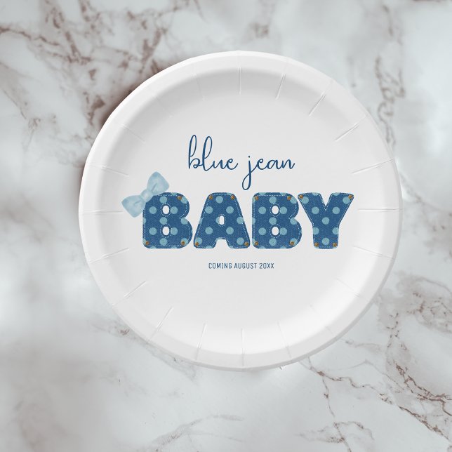Blue Jean Baby Shower Tableware | Denim Party Paper Plates (Creator Uploaded)