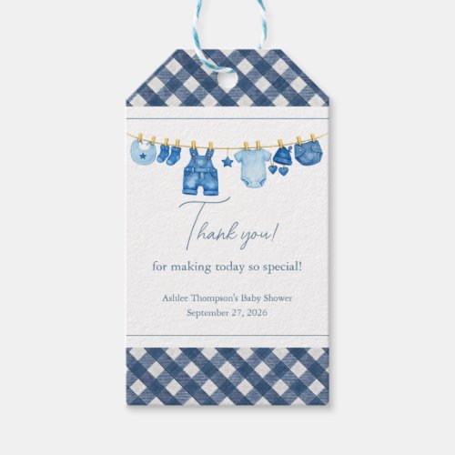 Blue Jean Baby Shower Thank You Gift Tags