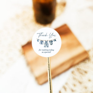 Blue Jean Baby Shower Thank You Tag,  Classic Round Sticker