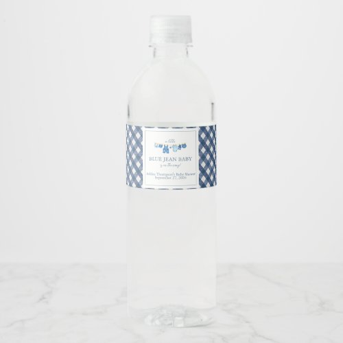Blue Jean Baby Shower Water Bottle Label