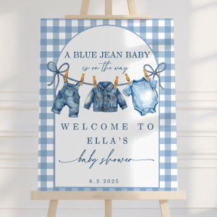 Blue Jean Baby Shower Welcome Sign, Editable Cloth Foam Board