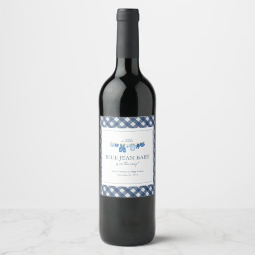 Blue Jean Baby Shower Wine Label