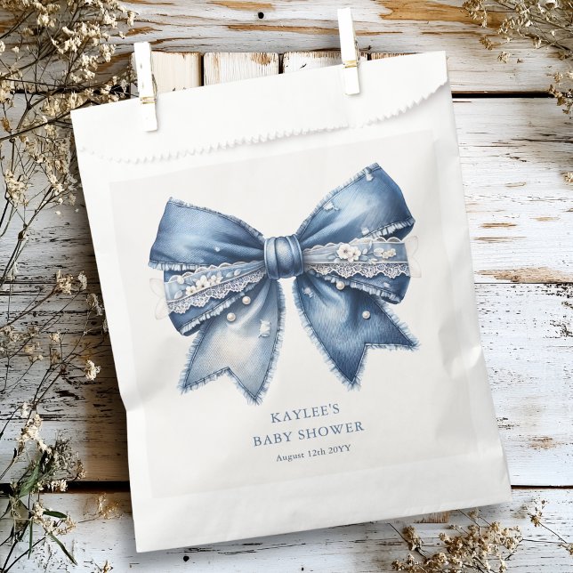Blue Jean Bow Baby Shower  Favor Bag (Creator Uploaded)