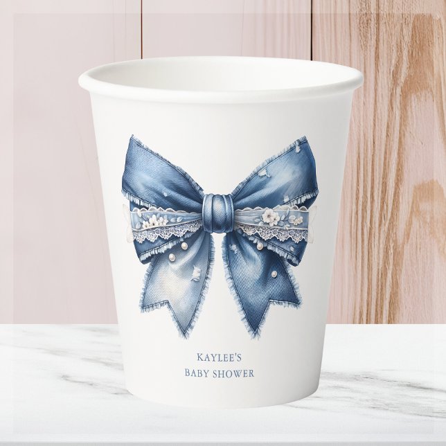 Blue Jean Bow Baby Shower  Paper Cups (Creator Uploaded)