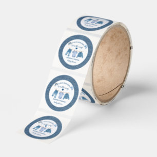 Blue Jean Boy Baby Shower  Classic Round Sticker