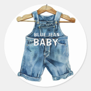 Blue Jean Boy Western Baby Shower Classic Round Sticker