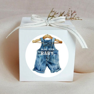 Blue Jean Boy Western Baby Shower Classic Round Sticker