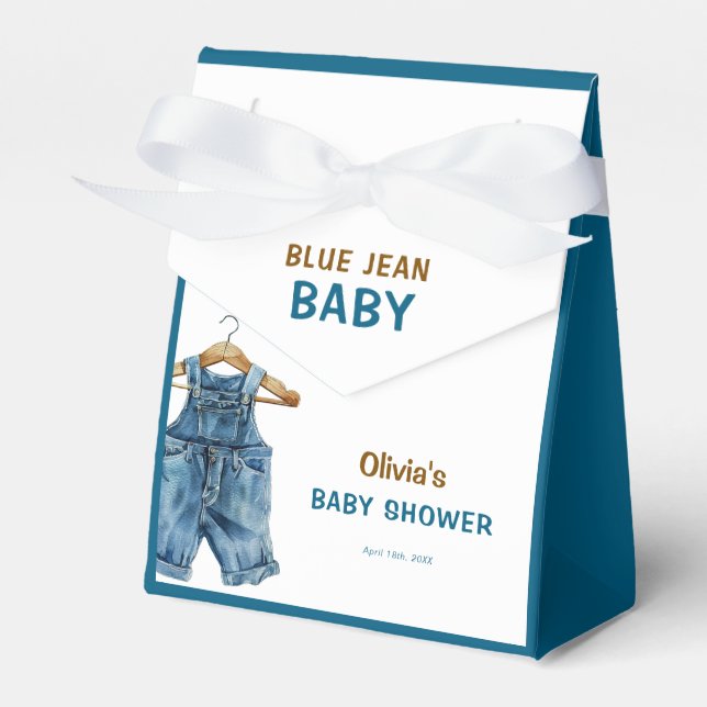 Blue Jean Boy Western Baby Shower Favor Boxes (Front Side)