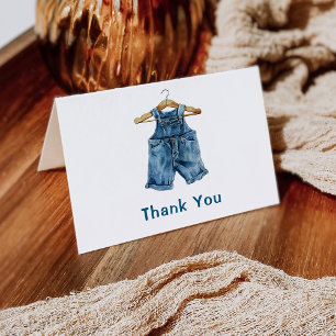 Blue Jean Boy Western Baby Shower Letterpress Thank You Card