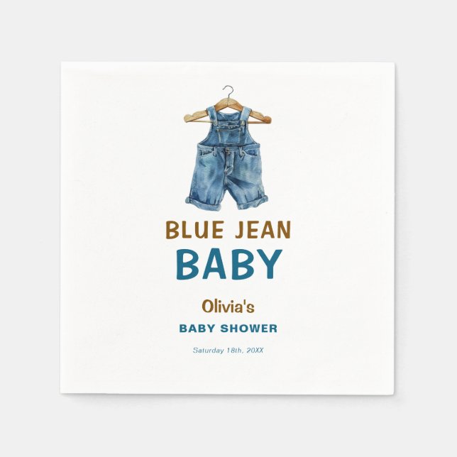 Blue Jean Boy Western Baby Shower Napkins (Front)