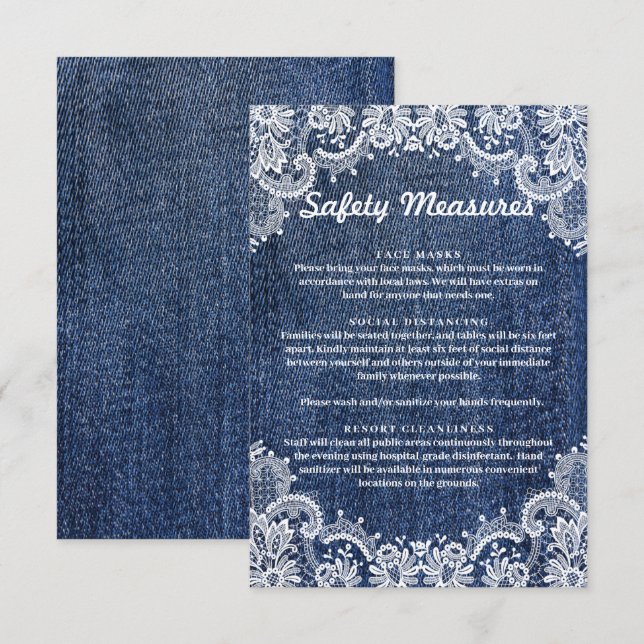 Blue Jean Denim And Lace Safety Measures Enclosure (Front/Back)