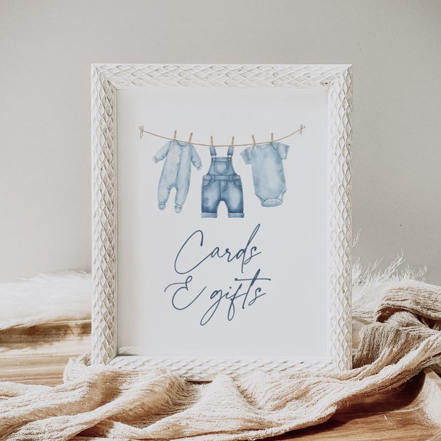 Blue Jean Denim Baby Shower Cards and Gifts Sign (Creator Uploaded)