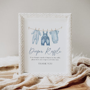 Blue Jean Denim Baby Shower Diaper Raffle Sign