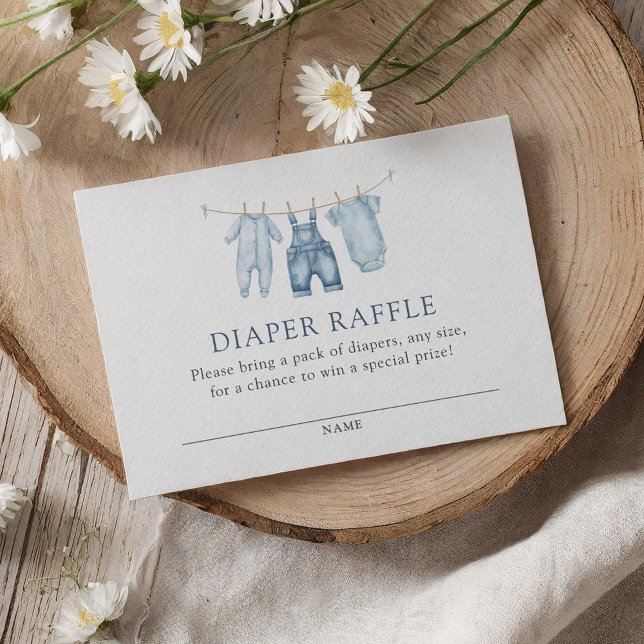 Blue Jean Denim Baby Shower Diaper Raffle Ticket Enclosure Card (Creator Uploaded)