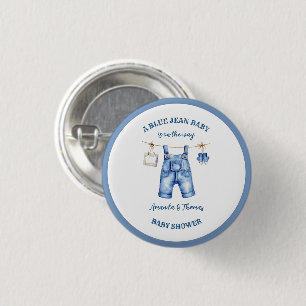 Blue Jean Denim Baby Shower Favor Button