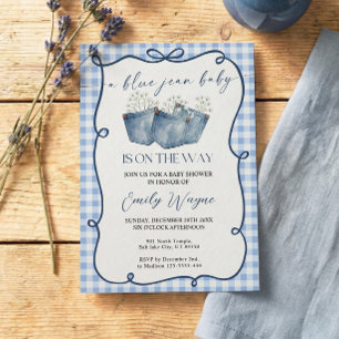 Blue Jean Denim Baby Shower Invitation