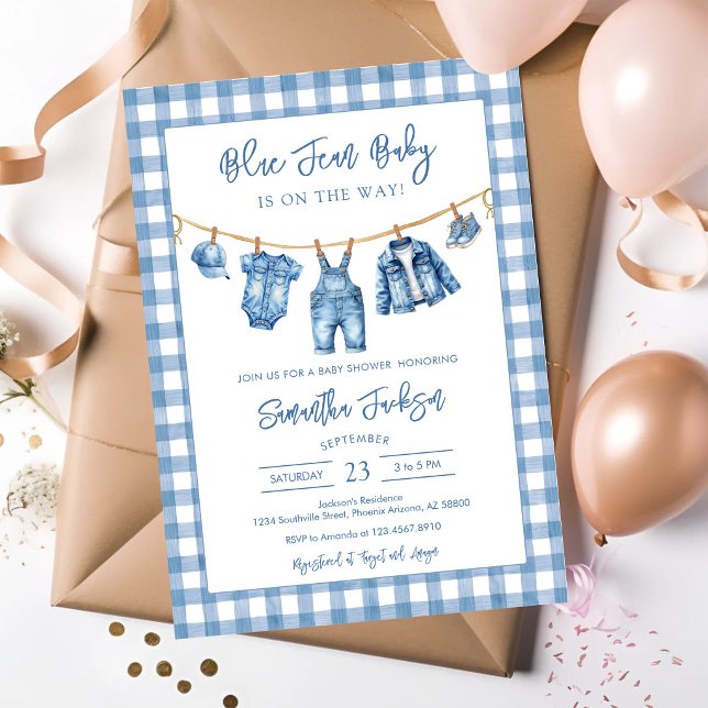 Blue Jean Denim Baby Shower Invitation (Creator Uploaded)