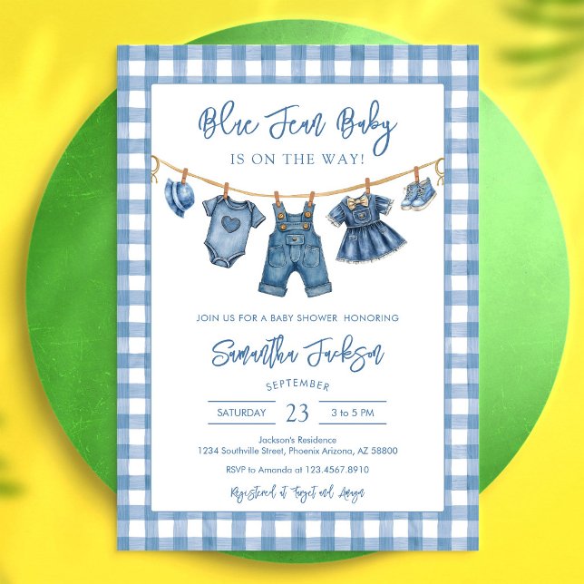 Blue Jean Denim Baby Shower Invitation (Creator Uploaded)