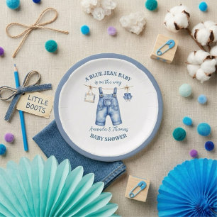 Blue Jean Denim Baby Shower Paper Plates