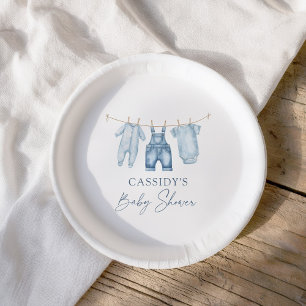 Blue Jean Denim Baby Shower Paper Plates