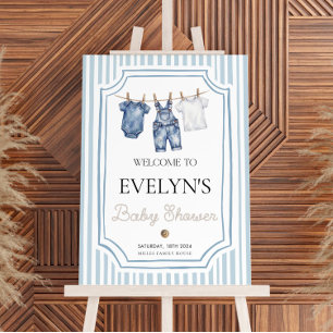 Blue Jean Denim Baby Shower Welcome Sign