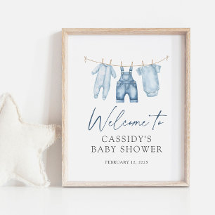 Blue Jean Denim Baby Shower Welcome Sign