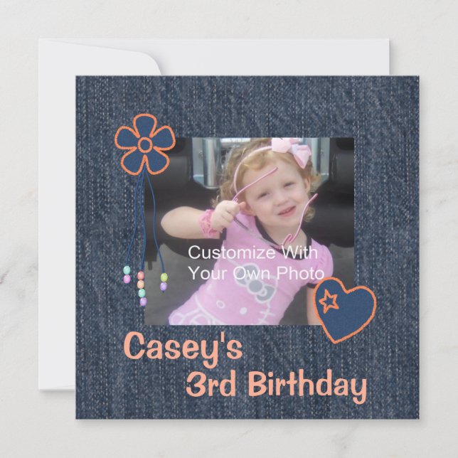 Blue Jean Denim Birthday Invitation (Front)
