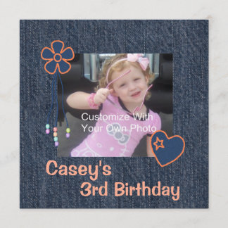 Blue Jean Denim Birthday Invitation