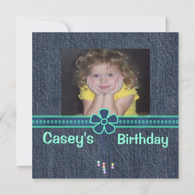 Blue Jean Denim Birthday Invitation (Front)