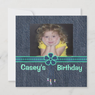Blue Jean Denim Birthday Invitation