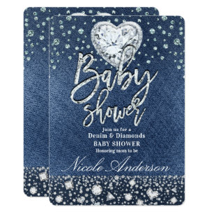 blue denim and diamond invitations zazzle denim and diamonds invitation