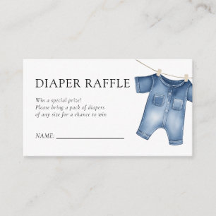 Blue Jean Denim Boy Baby Shower Diaper Raffle Enclosure Card
