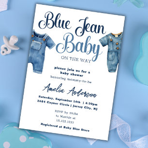 Blue Jean Denim Boy Baby Shower Invitation