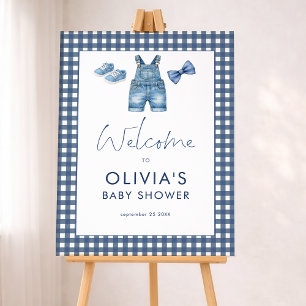 Blue Jean Denim Boy Gingham Welcome Baby Shower  Foam Board