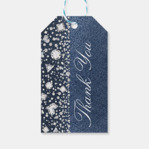 Blue Jean Denim & Diamonds Bling Diamond Glam Gift Tags