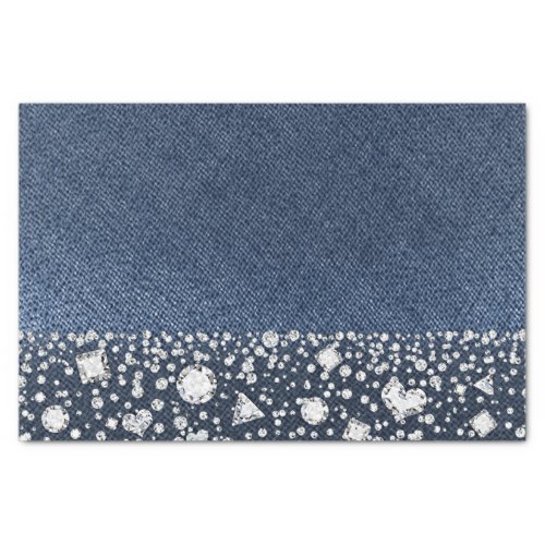 Blue Jean Denim  Diamonds Bling Diamond Glam Tissue Paper