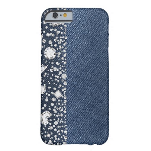 Blue Jean Denim Diamonds Glam Trendy Diamond Bling Barely There iPhone 6 Case