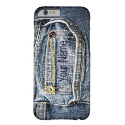 Blue Jean Denim Pocket - Add your name or initials Barely There iPhone 6 Case