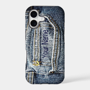 Blue Jean Denim Pocket - Add your name or initials iPhone 17 Case