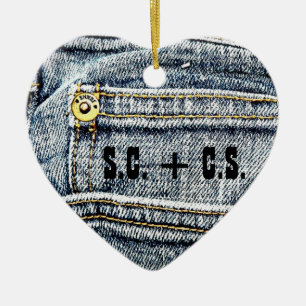 Blue Jean Denim Pocket - Personalize it! Ceramic Ornament