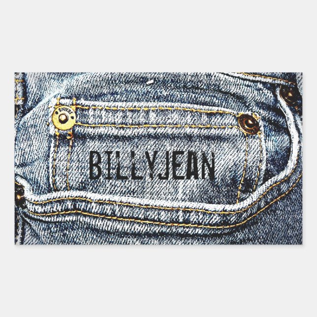 Blue Jean Denim Pocket - Personalize it! Rectangular Sticker (Front)
