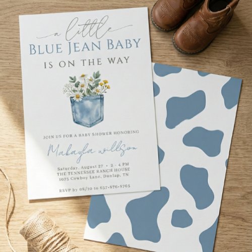 Blue Jean Denim Rustic Boy Baby Shower