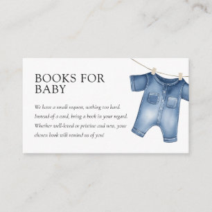 Blue Jean Denim Sweet Boy Baby Shower Books Enclosure Card