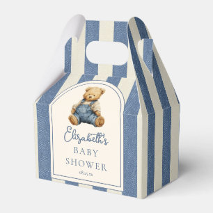 Blue Jean Denim Teddy Bear Baby Shower Favor Boxes