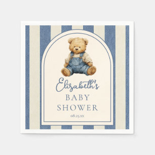 Blue Jean Denim Teddy Bear Baby Shower Napkins