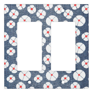 Blue Jean Denim with Flowers Light Switch Cover