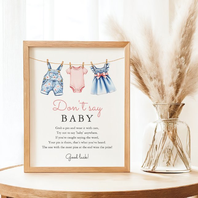 Blue Jean Don't Say Baby Shower Game Sign (Creator Uploaded)